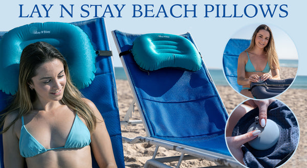 Lay-N-Stay beach pillow deal banner on TamFam